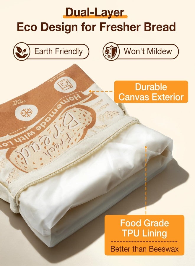 CarryWise Reusable Bread Bags for Homemade Sourdough with Date Keychains and Banneton Liner, 2 Pack Large 17"x12" Freezer Bread Storage with Zipper & Snap Handle for Home Bakers, Picnics & Travel - Image 2